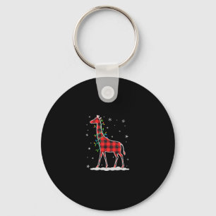 Buffalo Plaid Family Matching Giraffe Christmas Pa Key Ring
