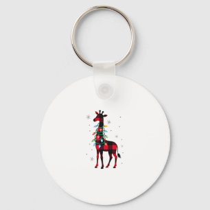 Buffalo Plaid Family Matching Giraffe Christmas Pa Key Ring