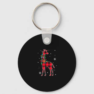 Buffalo Plaid Family Matching Giraffe Christmas Pa Key Ring