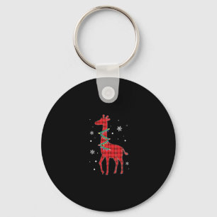 Buffalo Plaid Family Matching Giraffe Christmas Pa Key Ring
