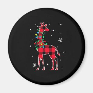 Buffalo Plaid Family Matching Giraffe Christmas Pa Magnet