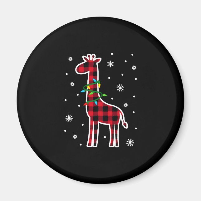 Buffalo Plaid Family Matching Giraffe Christmas Pa Magnet (Front)