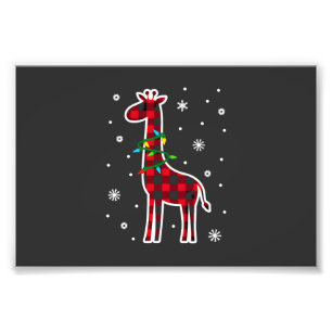 Buffalo Plaid Family Matching Giraffe Christmas Pa Photo Print