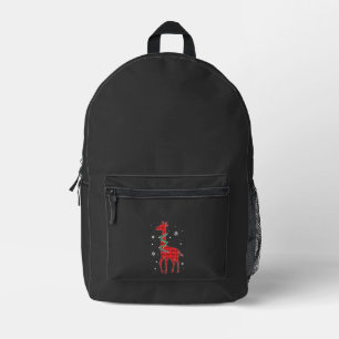 Buffalo Plaid Family Matching Giraffe Christmas Pa Printed Backpack