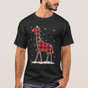 Buffalo Plaid Family Matching Giraffe Christmas Pa T-Shirt