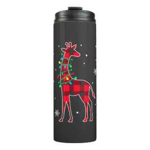 Buffalo Plaid Family Matching Giraffe Christmas Pa Thermal Tumbler