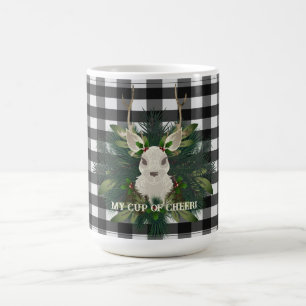 Buffalo Plaid Festive Reindeer Christmas Coffee Mug