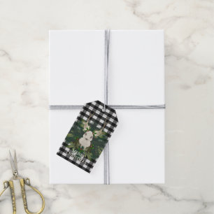 Buffalo Plaid Festive Reindeer Christmas Gift Tags