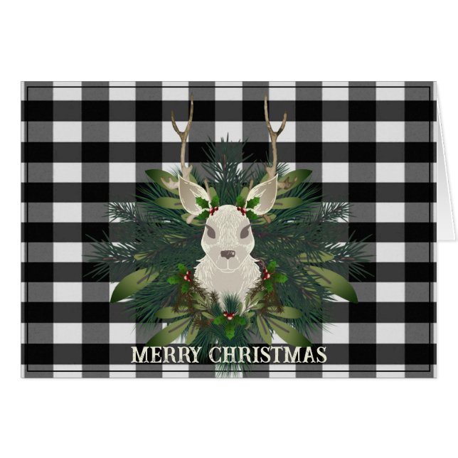Buffalo Plaid Festive Reindeer Christmas Holiday (Front Horizontal)