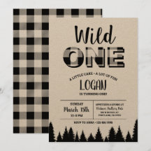 Buffalo Plaid First Birthday Invitation - Wild One