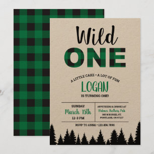 Buffalo Plaid First Birthday Invitation - Wild One
