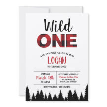Buffalo Plaid First Birthday Invitation - Wild One