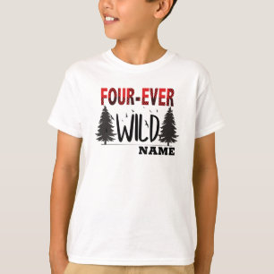 buffalo plaid four-ever wild personalised birthday T-Shirt