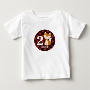 Buffalo Plaid Fox Birthday Shirt
