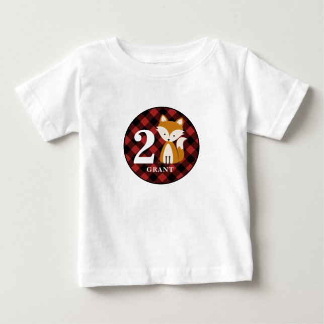 Buffalo Plaid Fox Birthday Shirt (Front)