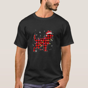 Buffalo Plaid German Shepherd Santa Christmas Ligh T-Shirt