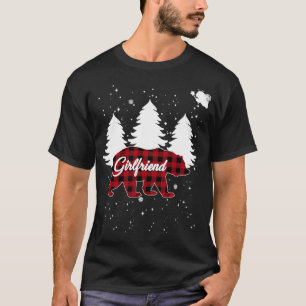 Buffalo Plaid Girlfriend Bear Christmas Tree Pajam T-Shirt