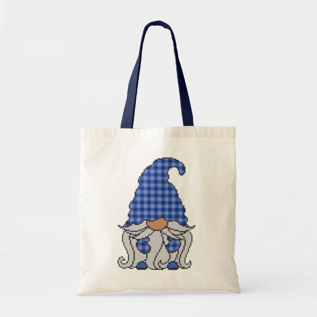 Buffalo Plaid Gnome 2 (blue) Tote Bag (Front)