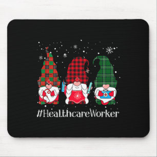 Buffalo Plaid Gnome Healthcare Worker Nurse Christ Mouse Mat