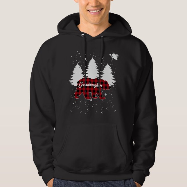 Buffalo Plaid Granddaughter Bear Christmas Tree Pa Hoodie (Front)
