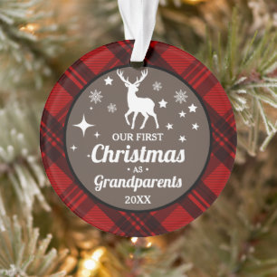 Buffalo Plaid Grandparents First Christmas  Ornament