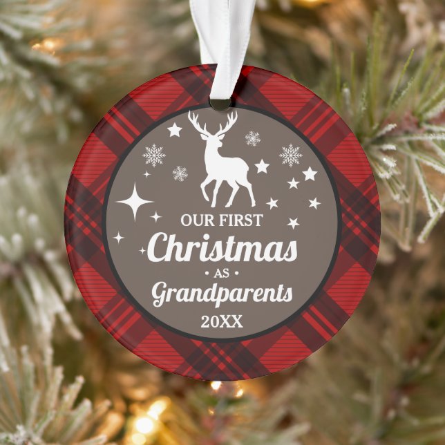 Buffalo Plaid Grandparents First Christmas  Ornament (Tree)