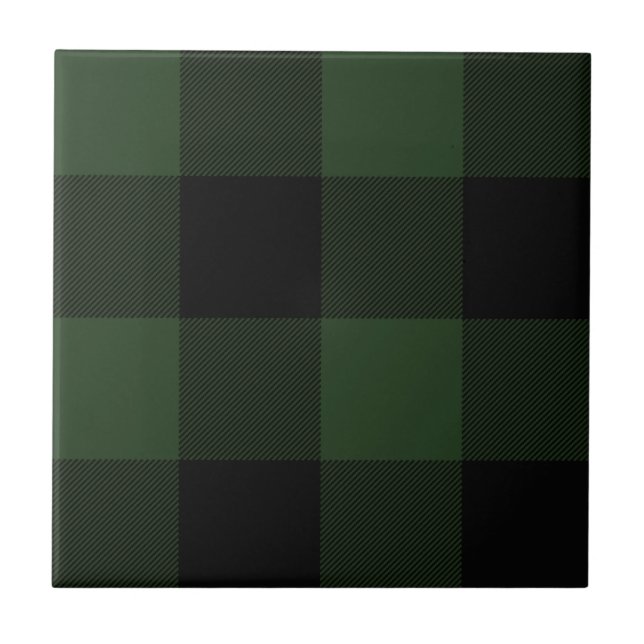 Buffalo Plaid Green Tartan Plaid Pattern Tile (Front)