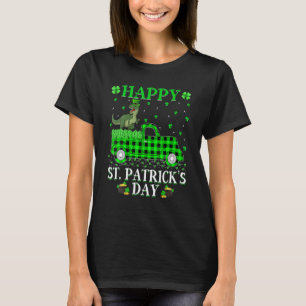 Buffalo Plaid Green Truck Dinosaur T Rex St Patric T-Shirt