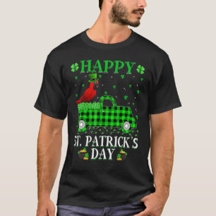 Buffalo Plaid Green Truck Northern Cardinal St Pat T-Shirt