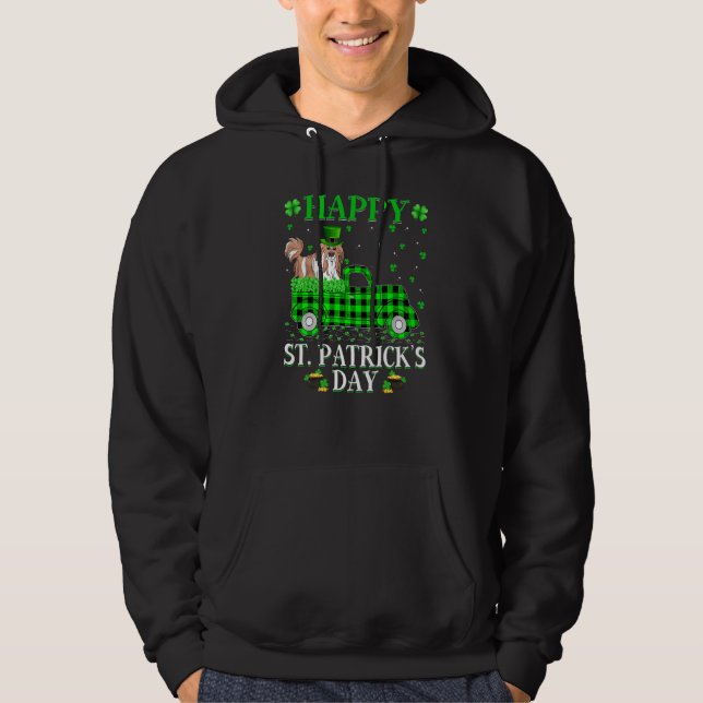 Buffalo Plaid Green Truck Shih Tzu Dog St Patrick' Hoodie (Front)
