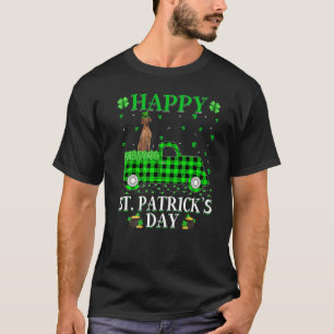 Buffalo Plaid Green Truck Vizsla Dog St. Patrick's T-Shirt