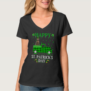 Buffalo Plaid Green Truck Weimaraner Dog St. Patri T-Shirt