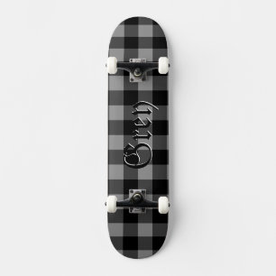 Buffalo Plaid Grey Tartan Scottish Plaid Pattern Skateboard