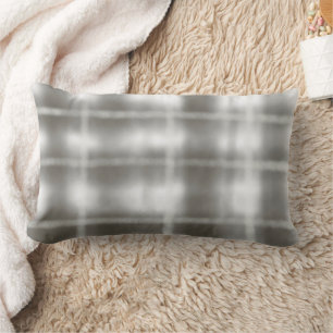 buffalo plaid grey white tartan watercolor rustic lumbar cushion