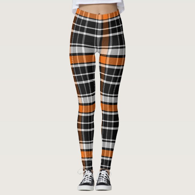  Buffalo Plaid Halloween Pattern Leggings (Front)
