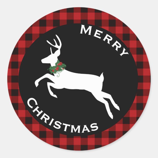 Buffalo Plaid Holiday Stickers (Front)