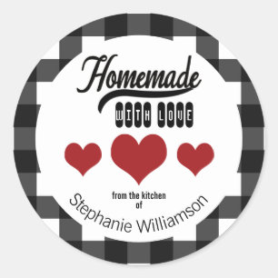 Buffalo Plaid Homemade with Love Gift from Kitchen Classic Round Sticker