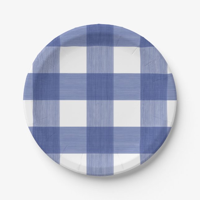Buffalo Plaid in Blue Paper Plate (Front)