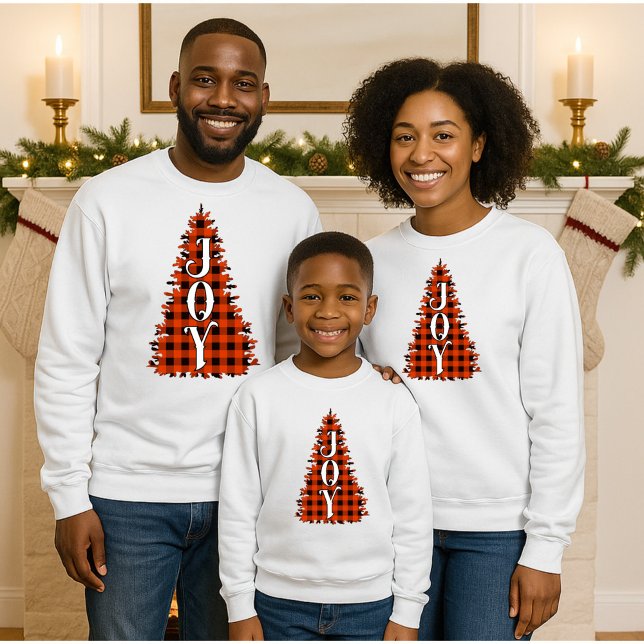 Buffalo Plaid JOY Tree  Sweatshirt (Creator Uploaded)