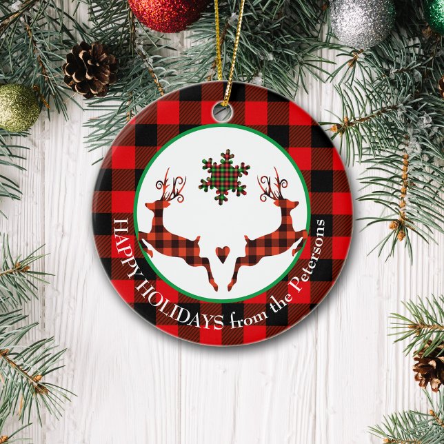 Buffalo Plaid Leaping Deer Ceramic Tree Decoration (Creator Uploaded)