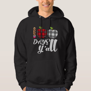 Buffalo Plaid Leopard 100 Days Y'all Cute100th Day Hoodie