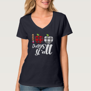 Buffalo Plaid Leopard 100 Days Y'all Cute100th Day T-Shirt