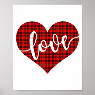 Buffalo Plaid Leopard Love Heart Gift For Her Vale Poster