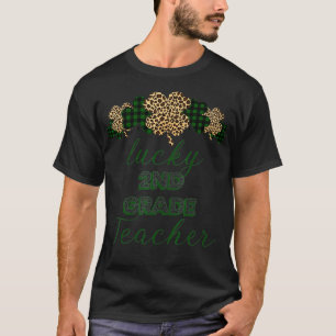 Buffalo Plaid Leopard Lucky 2nd Grade Teachers St T-Shirt