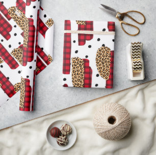  Buffalo Plaid & Leopard Print Christmas Wrapping  Paper