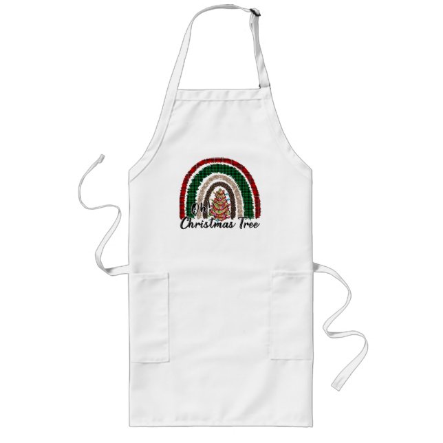 Buffalo Plaid & Leopard Print Rainbow (2) Long Apron (Front)