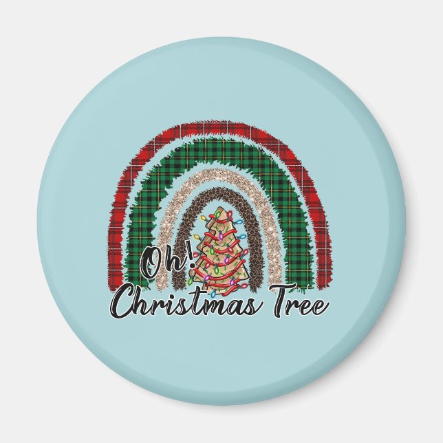 Buffalo Plaid & Leopard Print Rainbow (2) Magnet (Front)