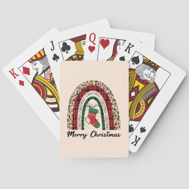 Buffalo Plaid & Leopard Print Rainbow Playing Cards (Back)