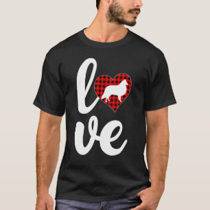 Buffalo Plaid Love Funny Rough Collie Dog Valentin T-Shirt