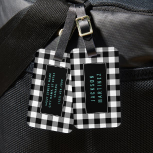 Buffalo Plaid Luggage Tag (Black & White)